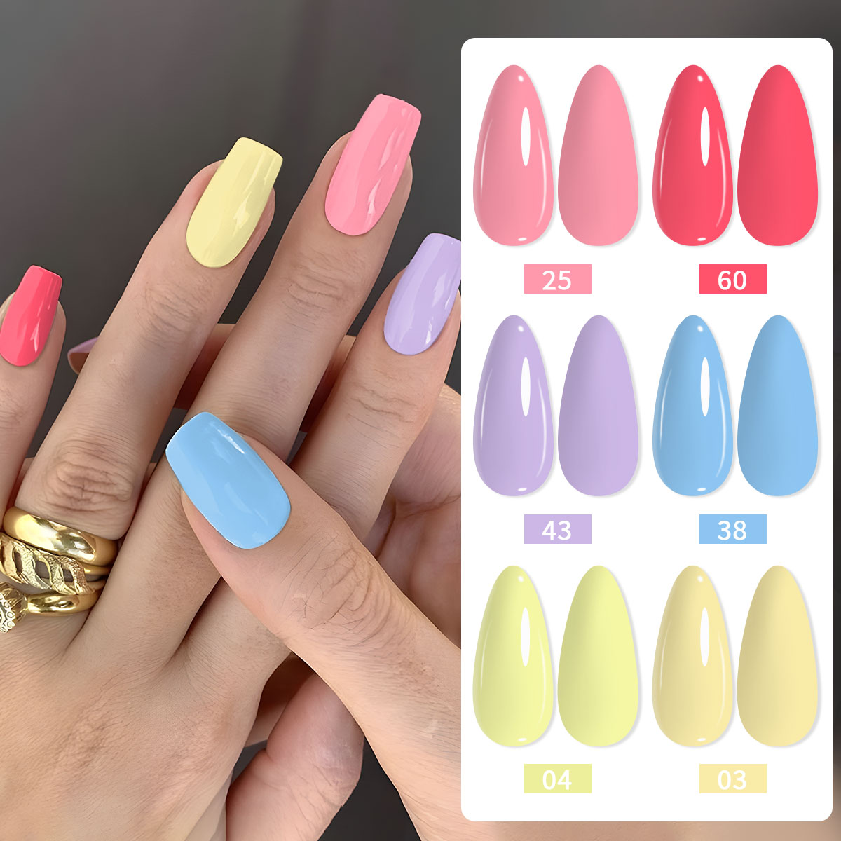 Actinic Blue Led - 6-piece nail polish set, available in