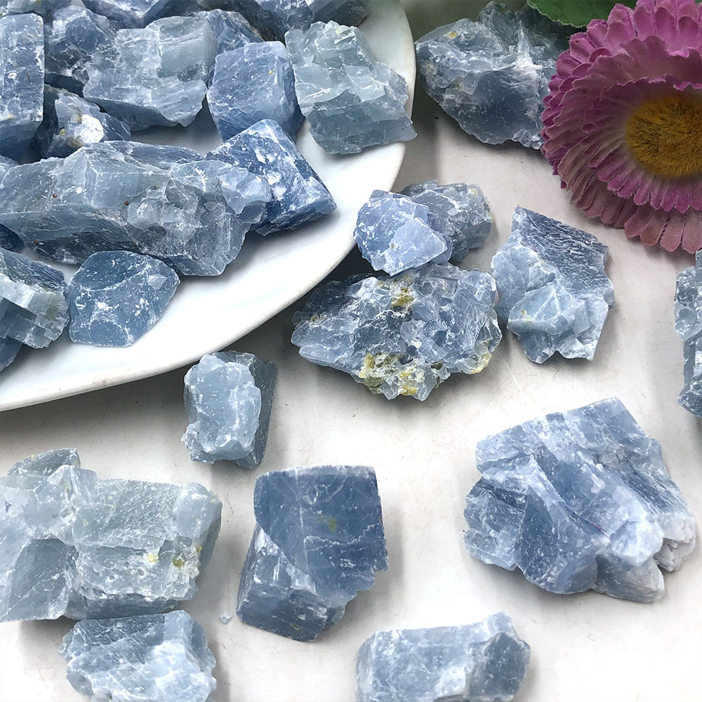1pc Natural Raw Blue Calcite R - Aquarium Marine Stone review and price